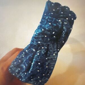 Shine Stud Distressed Denim Knot Headband